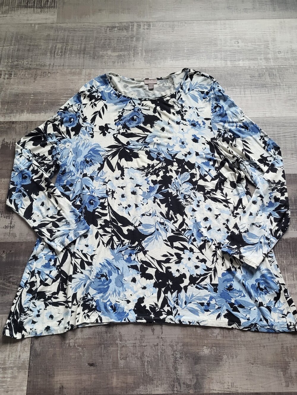 J. Jill Wearever Collection Womens Floral Top Blouse Tunic Size Large Petite LP